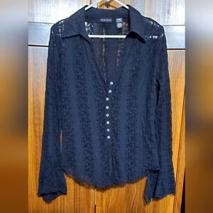 New York & Co Sheer Lace Blouse
